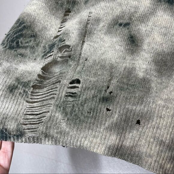 RAQUEL Allegra Distressed Cashmere Blend Pullover Tie Dye Sweater - Picture 3 of 6